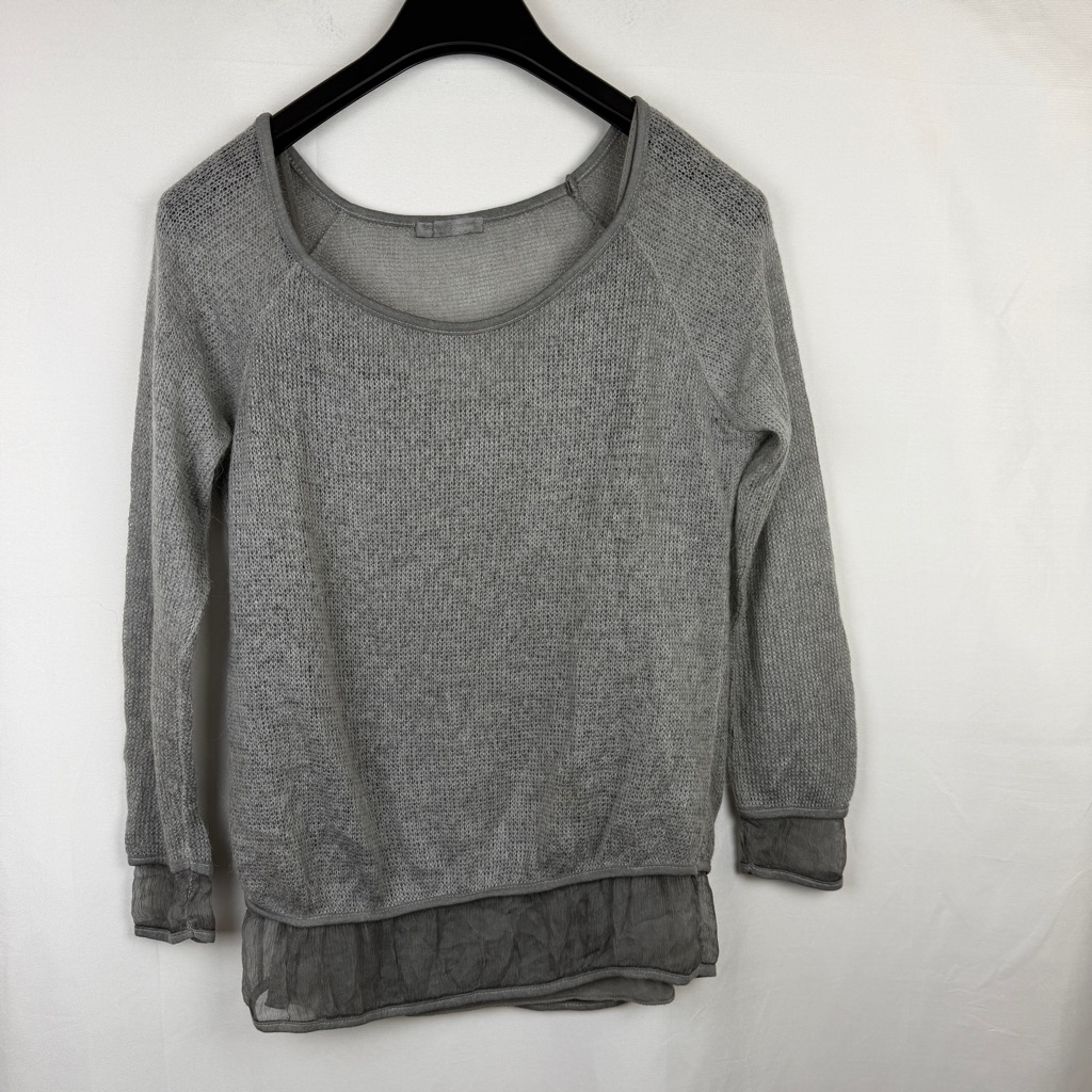 Dolce Regazza Knit Sweater Grey Loose Knit Layered Top Lagenlook Size S Mohair